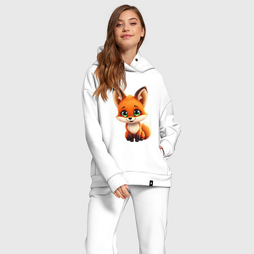 Женский костюм оверсайз Пушистая радость: Лисёнок в мультяшном стиле / Белый – фото 2