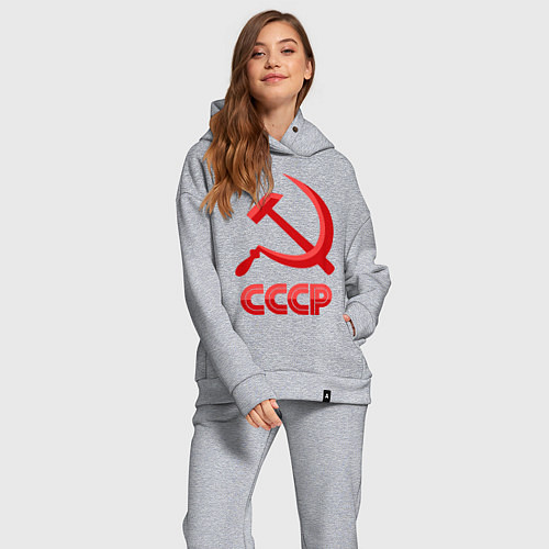 Женский костюм оверсайз СССР Логотип / Меланж – фото 2