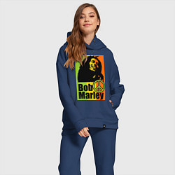 Женский костюм оверсайз Bob Marley: Jamaica цвета тёмно-синий — фото 2