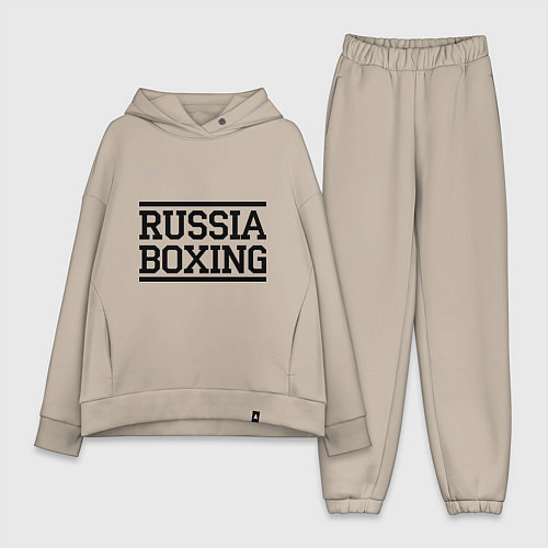 Женский костюм оверсайз Russia boxing / Миндальный – фото 1