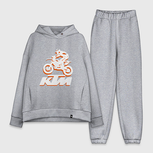 Женский костюм оверсайз KTM белый / Меланж – фото 1