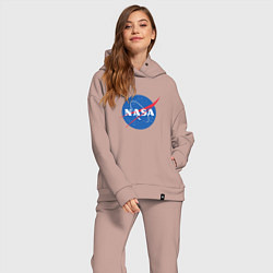 Женский костюм оверсайз NASA: Logo, цвет: пыльно-розовый — фото 2