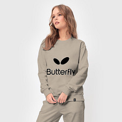 Костюм хлопковый женский Butterfly Logo, цвет: миндальный — фото 2