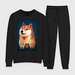 Костюм хлопковый женский Wow Doge, цвет: черный