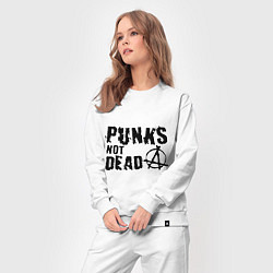 Костюм хлопковый женский Punks not dead, цвет: белый — фото 2