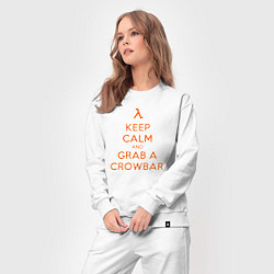 Костюм хлопковый женский Keep Calm & Grab a Crowbar, цвет: белый — фото 2