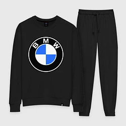 Костюм хлопковый женский Logo BMW, цвет: черный