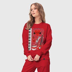 Костюм хлопковый женский Истинный меломан, цвет: красный — фото 2