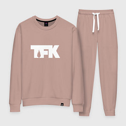 Костюм хлопковый женский TFK: White Logo, цвет: пыльно-розовый