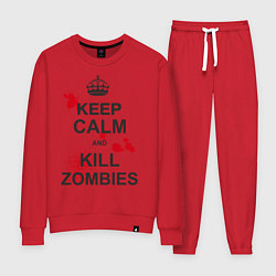 Костюм хлопковый женский Keep Calm & Kill Zombies, цвет: красный