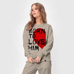 Костюм хлопковый женский Born to love him, цвет: миндальный — фото 2