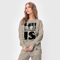 Костюм хлопковый женский My name is slim shady, цвет: миндальный — фото 2