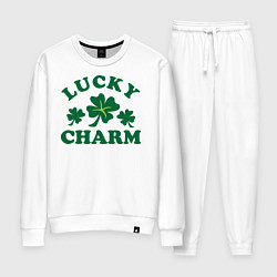 Костюм хлопковый женский Lucky charm - клевер, цвет: белый