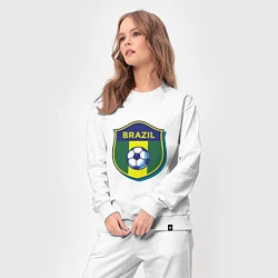Костюм хлопковый женский Brazil Football, цвет: белый — фото 2