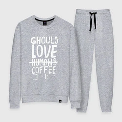Костюм хлопковый женский Ghouls Love Coffee, цвет: меланж