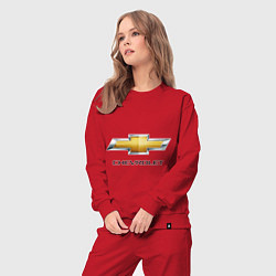 Костюм хлопковый женский Chevrolet логотип, цвет: красный — фото 2