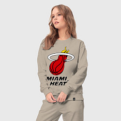 Костюм хлопковый женский Miami Heat-logo, цвет: миндальный — фото 2