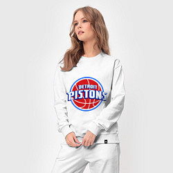 Костюм хлопковый женский Detroit Pistons - logo, цвет: белый — фото 2