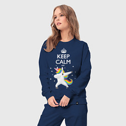 Костюм хлопковый женский Keep Calm & Dab Unicorn, цвет: тёмно-синий — фото 2