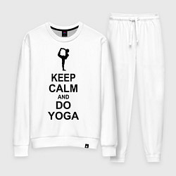 Костюм хлопковый женский Keep Calm & Do Yoga, цвет: белый