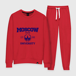 Костюм хлопковый женский MGU Moscow University, цвет: красный