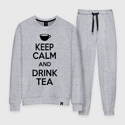 Костюм хлопковый женский Keep Calm & Drink Tea, цвет: меланж