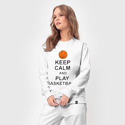 Костюм хлопковый женский Keep Calm & Play Basketball, цвет: белый — фото 2