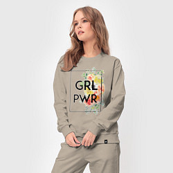 Костюм хлопковый женский GRL PWR, цвет: миндальный — фото 2