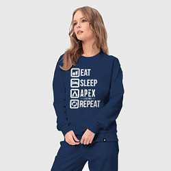 Костюм хлопковый женский Eat, Sleep, Apex, Repeat, цвет: тёмно-синий — фото 2