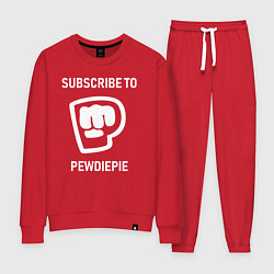 Костюм хлопковый женский Subscribe to PewDiePie, цвет: красный