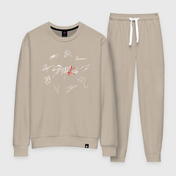 Костюм хлопковый женский STRAY KIDS АВТОГРАФЫ, цвет: миндальный