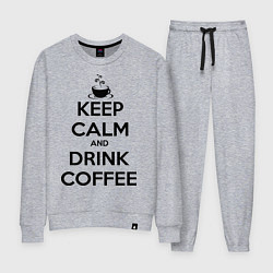 Костюм хлопковый женский Keep Calm & Drink Coffee, цвет: меланж