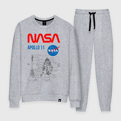 Костюм хлопковый женский Nasa Apollo 11, цвет: меланж