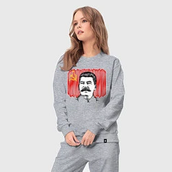 Костюм хлопковый женский Сталин и флаг СССР, цвет: меланж — фото 2