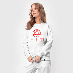 Костюм хлопковый женский HIM LOGO RED, цвет: белый — фото 2