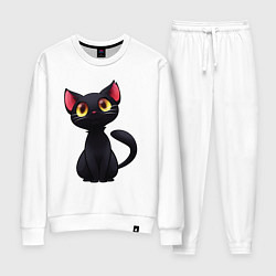 Костюм хлопковый женский Черный котенок, цвет: белый