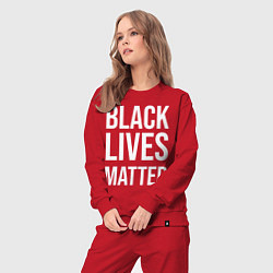 Костюм хлопковый женский BLACK LIVES MATTER, цвет: красный — фото 2