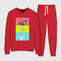 Костюм хлопковый женский Межвидовые рецензенты, цвет: красный