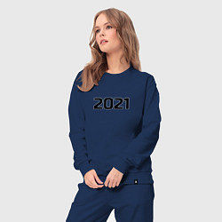 Костюм хлопковый женский 2021 - новый год, цвет: тёмно-синий — фото 2