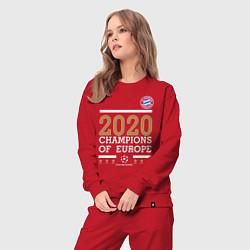Костюм хлопковый женский FC Bayern Munchen Champions of Europe 2020, цвет: красный — фото 2