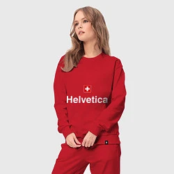Костюм хлопковый женский Helvetica Type, цвет: красный — фото 2