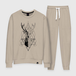 Костюм хлопковый женский Polygonal deer, цвет: миндальный