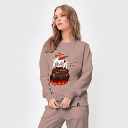 Костюм хлопковый женский Genshin Impact Paimon food, цвет: пыльно-розовый — фото 2