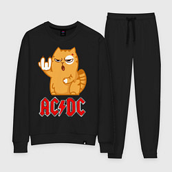 Костюм хлопковый женский ACDC rock cat, цвет: черный