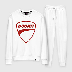 Костюм хлопковый женский Ducati Logo Дукати Лого Z, цвет: белый