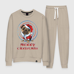 Костюм хлопковый женский Мопс Pug, цвет: миндальный