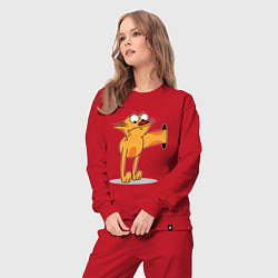 Костюм хлопковый женский Котопес, цвет: красный — фото 2