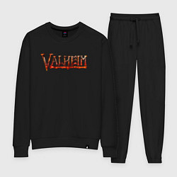 Костюм хлопковый женский Valheim огненный лого, цвет: черный