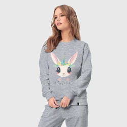 Костюм хлопковый женский Кролик-единорог, цвет: меланж — фото 2