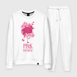 Костюм хлопковый женский Pink paradise, цвет: белый